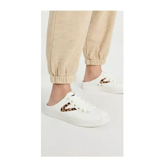 💥SOLD💥Tretorn Easy Nylite Canvas Lace Up Slip On Sneakers Mule Leopard Size 7 - Picture 1 of 11